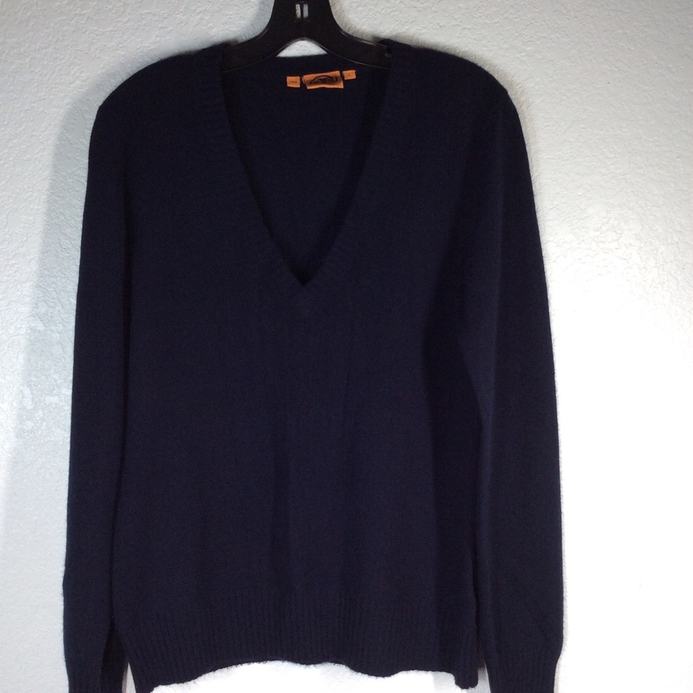 Tory Burch Navy V-Neck Sweater